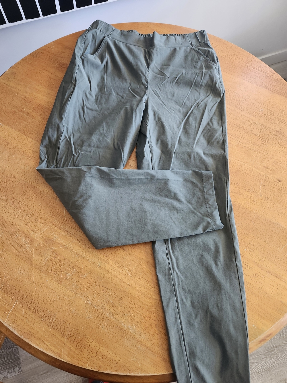 Olive Green Stretch Pull-On Pants | Elastic Waist | Women's Medium 6-8